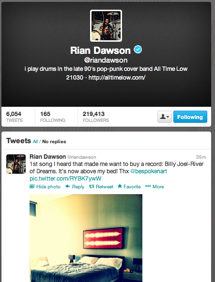 Rian Dawson from band ALL TIME LOW